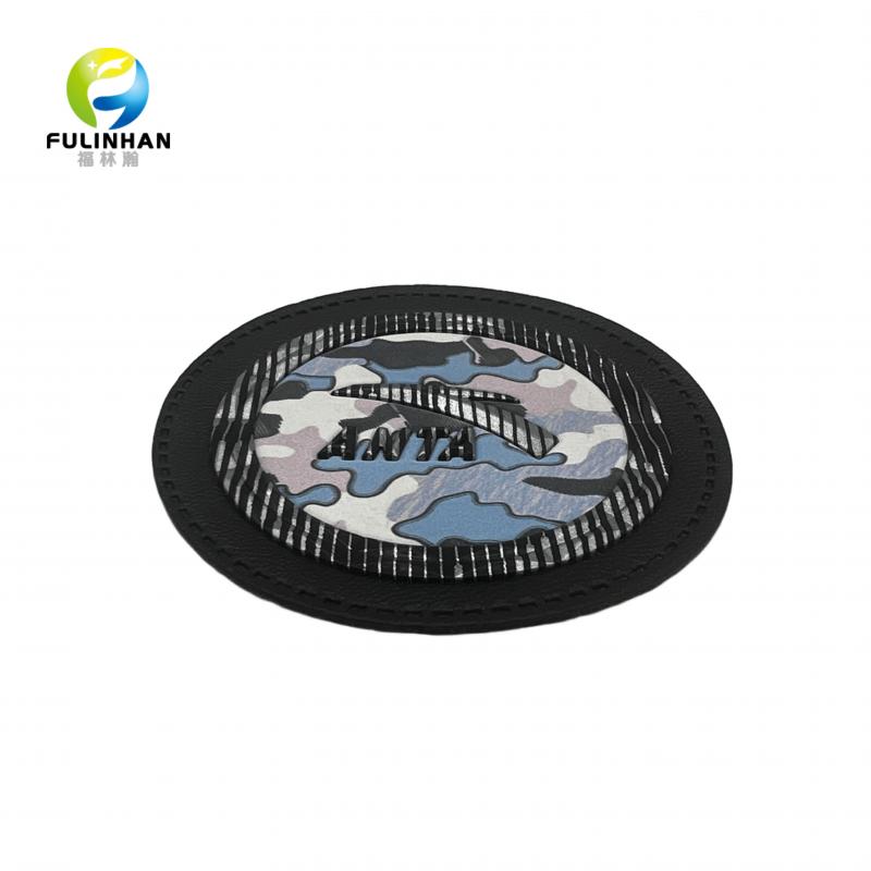 High Quality Custom 3D Round Leather Patch Design